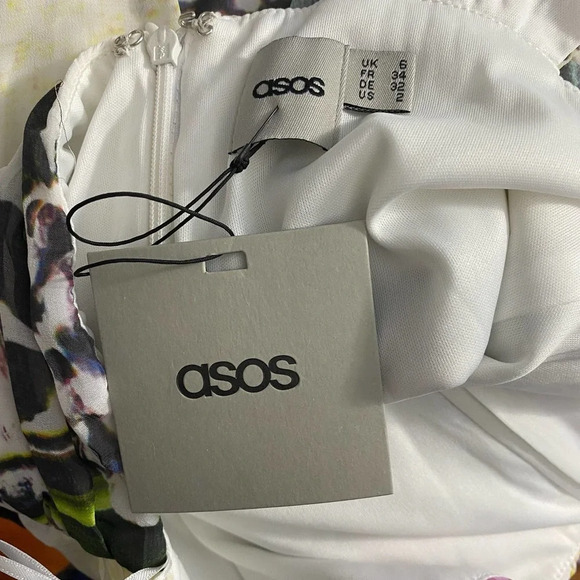 ASOS Floral One Shoulder Maxi Dress in White Size 2 - Picture 11 of 12